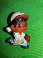 Retro traffic goods mon-chi-chi, Monchicchi plays baseball, throws a ball rubber figure 5cm according to the pictures