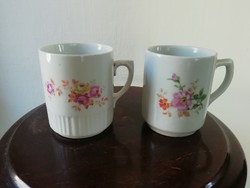 Old, antique drasche flower pattern mugs, 2 pcs