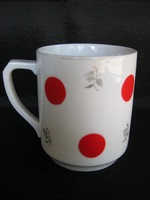 Old sealed drasche porcelain mug with red dots