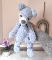 Crocheted, plush teddy bear sleeper