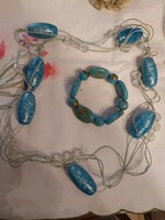 Turquoise pearl necklace and turquoise bracelet