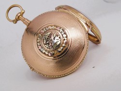 Rarity, antique pocket watch, multicolored 18k gold, spindle, 18th century
