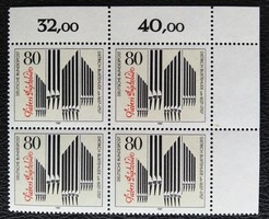 N1323ns / Germany 1987 Dietrich Buxtehude Composer Stamp Postal Clear Square Block of Four