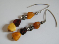 Silver fitting three color amber earrings