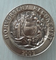 Kecskemét wine competition copper commemorative plaque in an 8.5 cm box