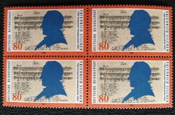N1425n / Germany 1989 Friedrich Silcher Composer Stamp Postal Clear Block of Four
