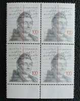 N1423nsz/ Germany 1989 franz xaver gabelsberger stenographic stamp mail clear curved edge block of four