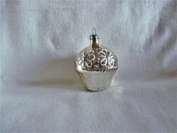 Old glass Christmas tree decoration - silver basket!