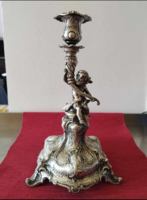 Baroque antique silver candle holder