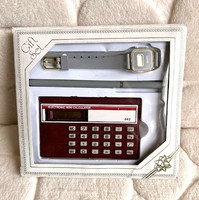 Retro quartz clock, pen and calculator gift set in original box