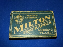 Antique milton metal staple paper product box in perfect condition according to the pictures