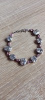 Silver pink stone women's bracelet, bracelet