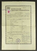 1R095 Régi leányiskolai leányliceumi érettségi bizonyítvány 1939