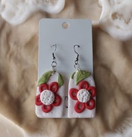 Red floral dangling earrings