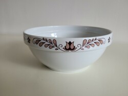 Old retro lowland porcelain bowl brown floral folk motif 23 cm stewed scones bowl