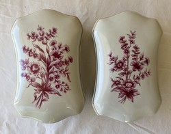 2 db Hollóházi virágos porcelán bonbonier