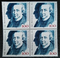 N1473n / Germany 1990 matthias claudius poet stamp postage clean block of four