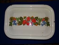 Old cccp metal enamel floral food container with lid 20 x 15 x 10 cm as shown in the pictures