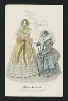 Színezett rézkarc, Párizs, 1840 . június 30, női divat, metszet, Mode de Paris