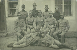 1915 - First World War k.U.K. Soldiers at their station. Szolnok. Postcard, photo sheet.