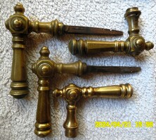 Antique Viennese doorknobs, with hexagonal bar-shaped handles, 2 pairs