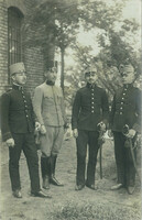 K.U.K. Military officers, group photo at their station. Postcard, photo sheet.