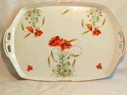 Porcelain tray with poppies