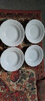 Zsolnay Pécs white deep plates with shield seal 4 pcs
