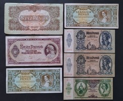 Lot of 7 pengő banknotes