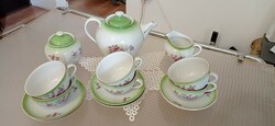 Szép régi holloházi porcelán 6 személyes  teás készlet
