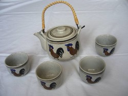 Ceramic rooster pattern, 4 eyes made by hand. Tea set, drinks set