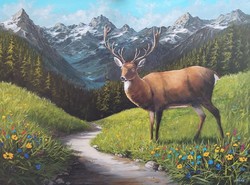 Alpesi mezőn -  festmény