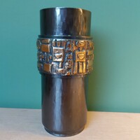 Brutalist modern style copper alloy vase from Szilágy