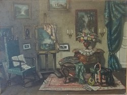 János Abátfalvi czene - interior - 60x80, oil, canvas.