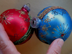 2 Retro ball Christmas tree ornaments