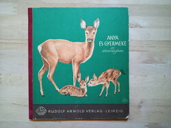 Mother and child in the animal world - retro with beautiful drawings