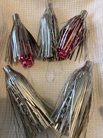 Old retro lametta foil silver and pink Christmas tree ornaments