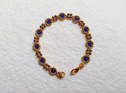 Gold-blue beaded bracelet