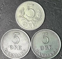 Denmark 5 cent lot (3 pieces)