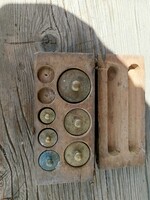 Antique cast iron scales with weights.