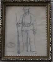 Pencil drawing with signature Mednyánszky: soldier