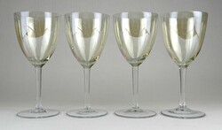 1N629 old yellow iridescent stemmed glass champagne glass 4 pieces