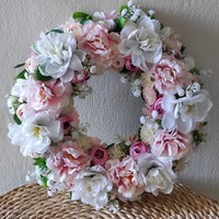 Flower meadow door ornament/pale pink and white door knocker
