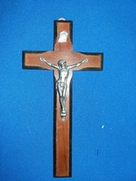 1956. IX.15.Nagyon szép fa fali kereszt , feszület Corpus fém Jézus corpussal a képek szerint
