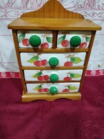 Cherry-patterned earthenware cabinet with drawers