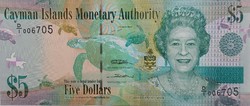 Kajmán-szigetek 5 dollár, 2010, UNC bankjegy