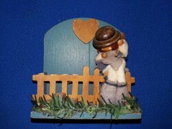 Old wall-hung mini shelf poor lad figurine fairy tale scene 15x15 cm according to the pictures