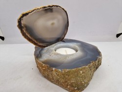 Agate mineral candle holder