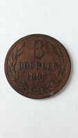 8 Doubles 1893 Guernsey,  Ritkább kis példányszámban kiadott veret