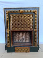 Antique stove elegant large enameled iron gas fireplace with copper decoration 814 8806